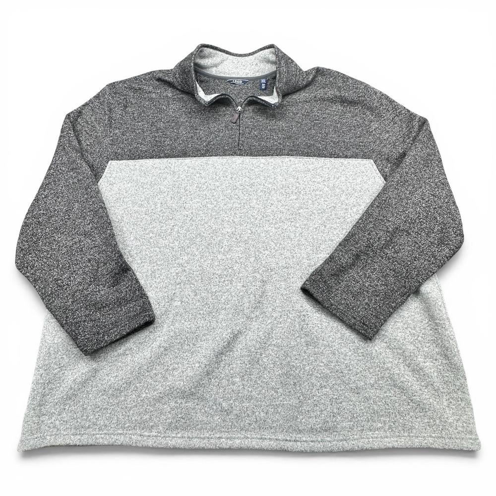 IZOD Sweater Mens 4XLT Gray Pullover 1/4 Zip Mock Neck Knit Long Sleeve Big Tall - Picture 3 of 8